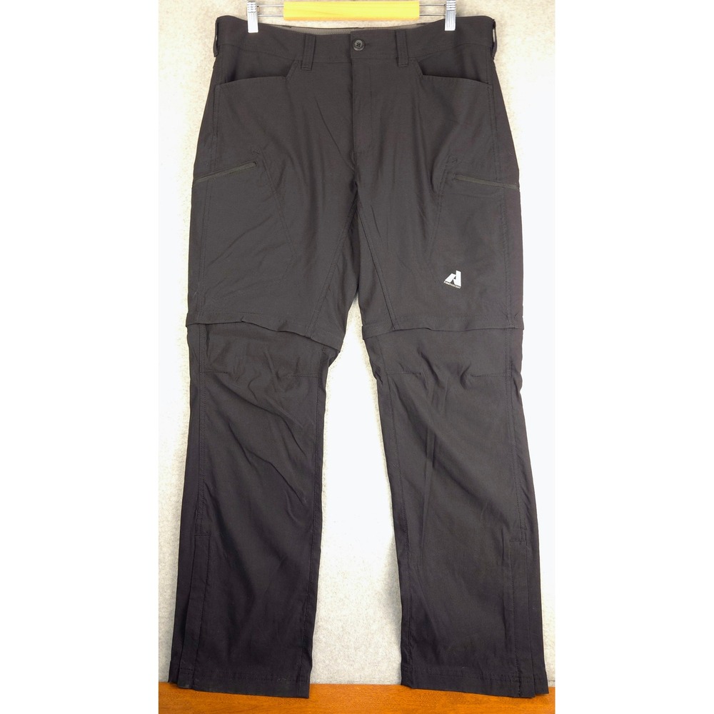 Eddie Bauer First Ascent Mens 38x34 Black Convertible Hiking Pants Zip Off